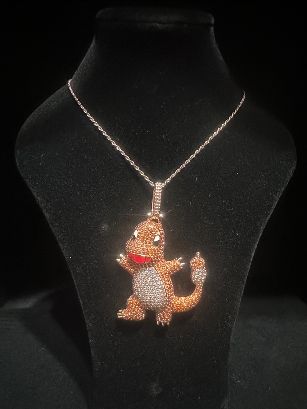 Rose Gold Charmander Pokemon Pendant Necklace - Sparkling Charm
